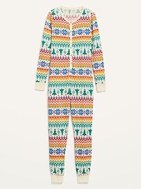 Matching Printed Thermal-Knit One-Piece Pajamas