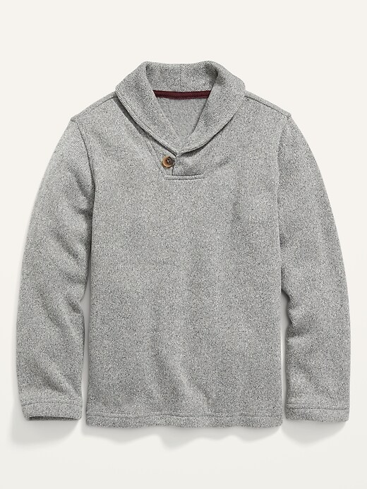 Sweater-Knit Shawl-Collar Sweatshirt For Boys