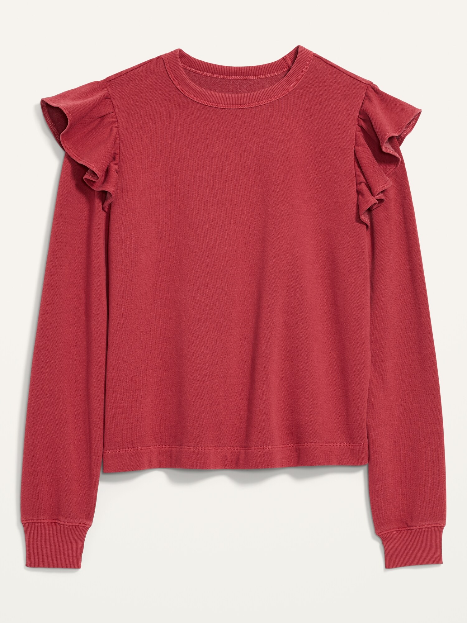 Ruffle-Trim French-Terry Cropped Sweatshirt for Women | Old Navy
