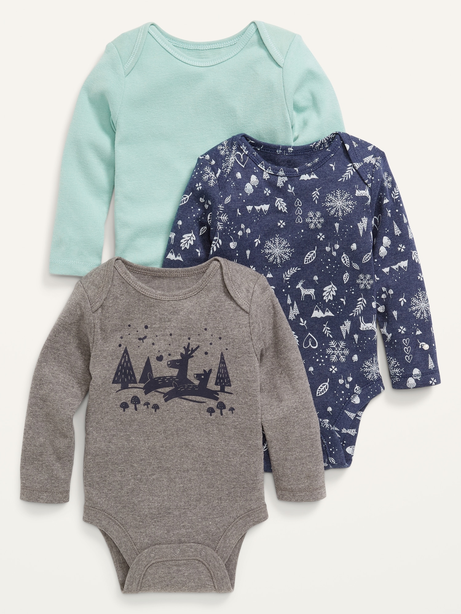 Unisex 3Pack LongSleeve Bodysuit for Baby Old Navy