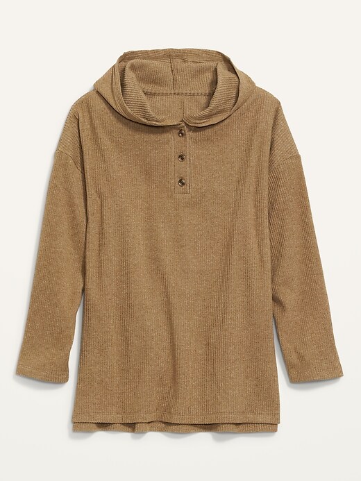 Image number 4 showing, Cozy Oversized Rib-Knit Tunic Hoodie