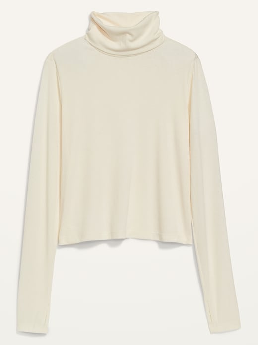 Image number 4 showing, UltraLite Performance Cropped Ribbed Turtleneck Top