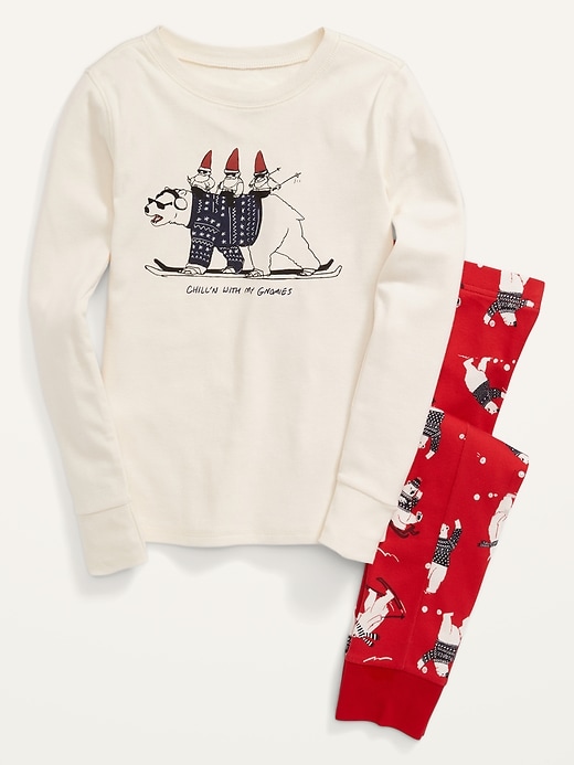 View large product image 2 of 4. Matching Holiday Graphic Gender-Neutral Snug-Fit Pajama Set For Kids