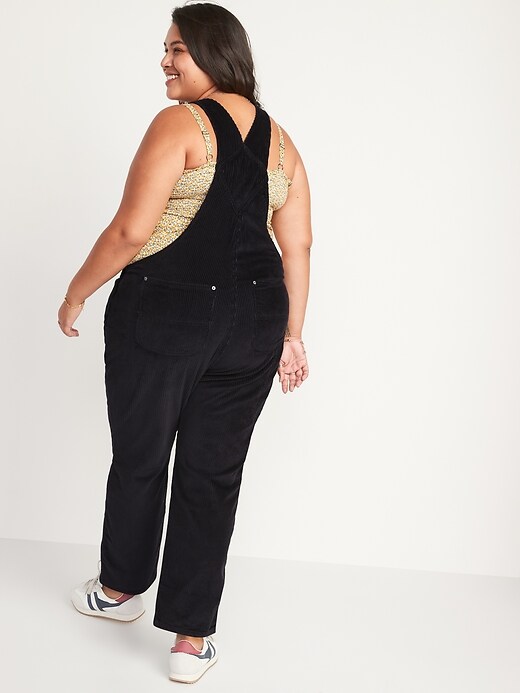 Image number 8 showing, Slouchy Straight Button-Fly Corduroy Workwear Overalls for Women