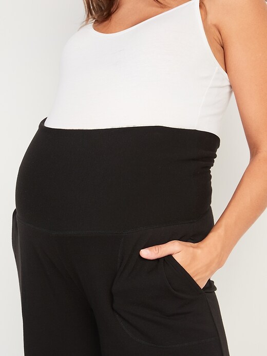 Image number 4 showing, Maternity Rollover-Waist Cozy-Knit Wide-Leg Sweatpants