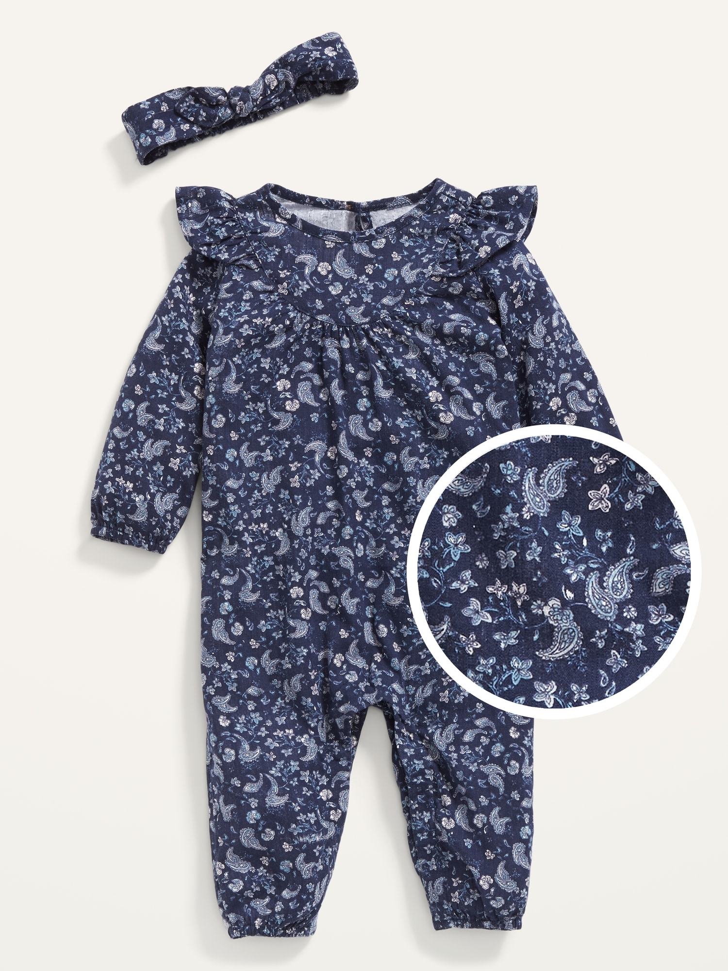 Long-Sleeve Floral One-Piece and Headband Set for Baby | Old Navy