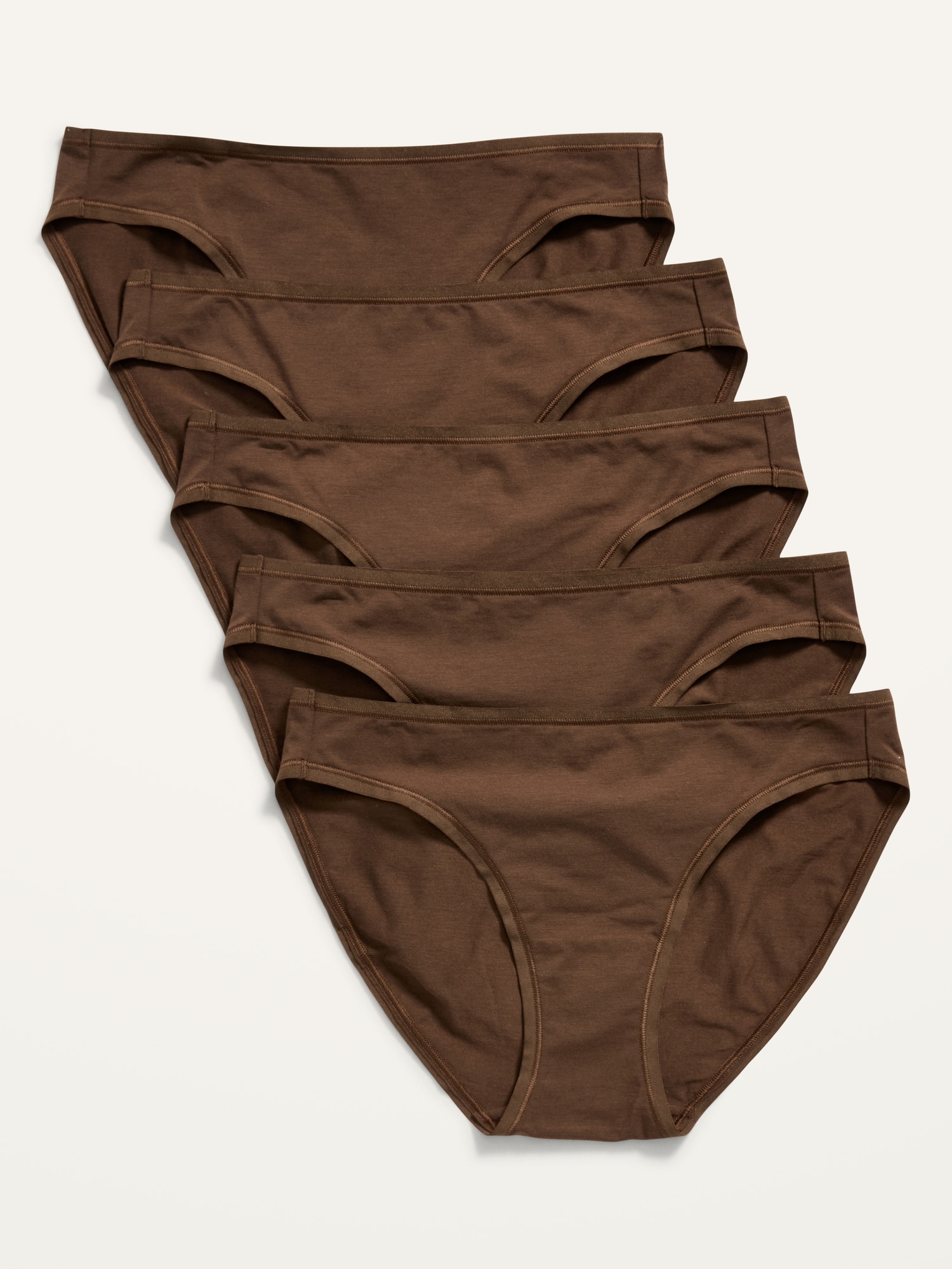 Old Navy Mid-Rise Supima® Cotton-Blend Bikini Underwear 5-Pack for Women brown. 1