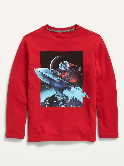 View large product image 1 of 2. Long-Sleeve Holiday Graphic Tee For Boys