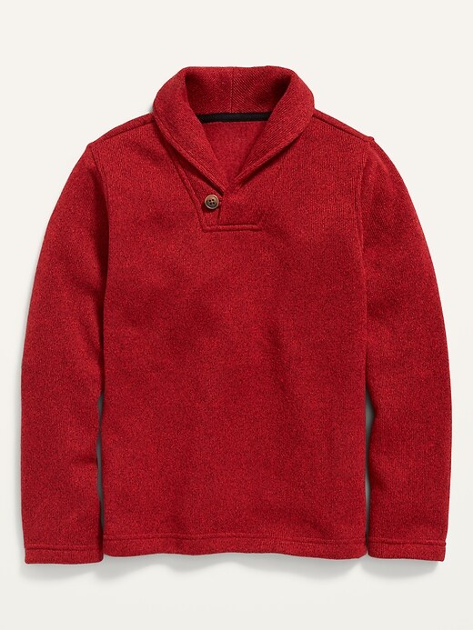 Sweater-Knit Shawl-Collar Sweatshirt For Boys