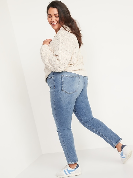 Image number 8 showing, Extra High-Waisted Button-Fly Pop Icon Distressed Skinny Jeans