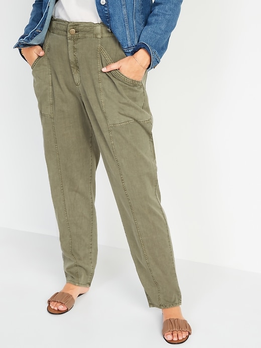High-Waisted Garment-Dyed Utility Pants 