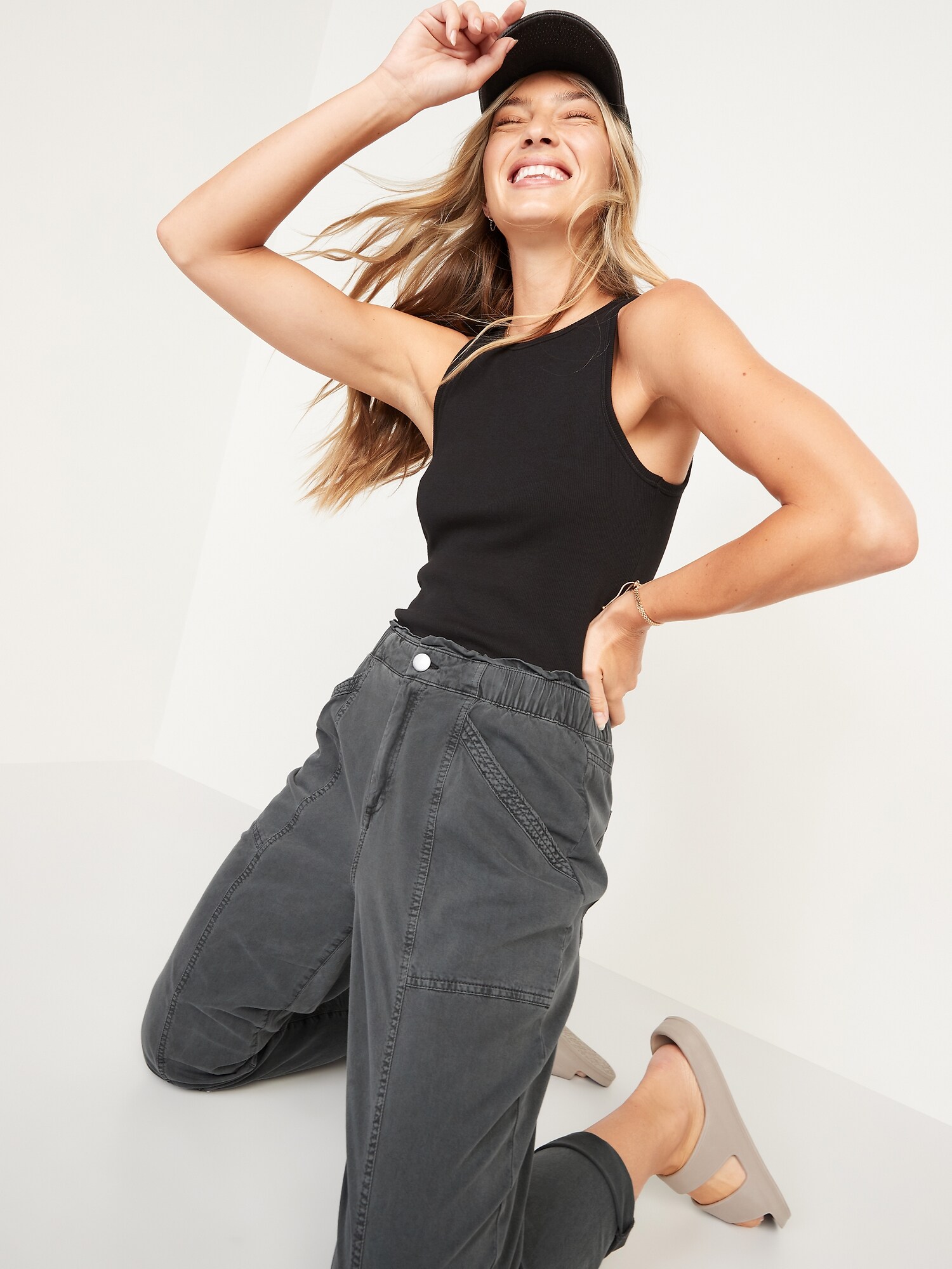 High-Waisted Garment-Dyed Street Jogger Pants for Women, Old Navy