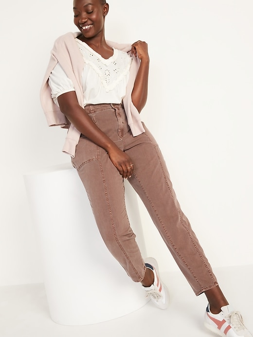 Image number 3 showing, High-Waisted Garment-Dyed Utility Pants for Women