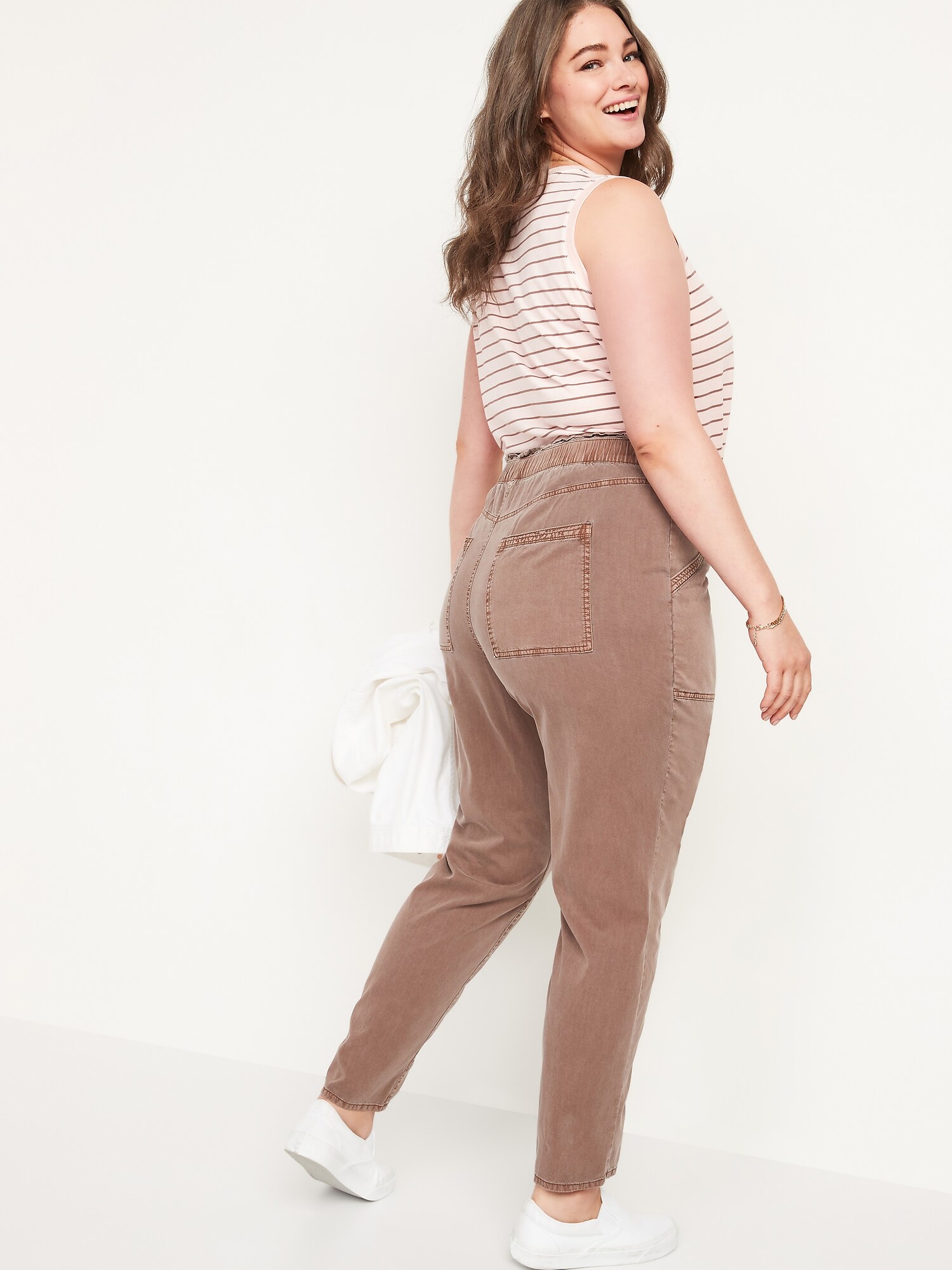 High-Waisted Garment-Dyed Utility Pants for Women