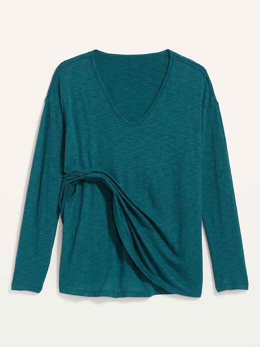 Image number 4 showing, Maternity Double-Layer V-Neck Long-Sleeve Nursing Top