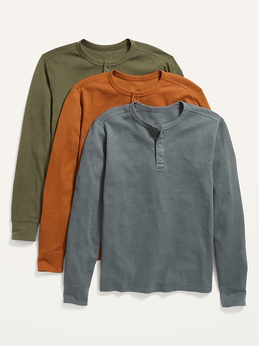Old Navy Thermal-Knit Long-Sleeve Henley T-Shirt 3-Pack for Men. 1