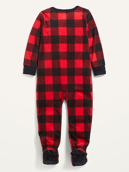 View large product image 2 of 2. Unisex Matching One-Piece Microfleece Footie Pajamas for Toddler & Baby