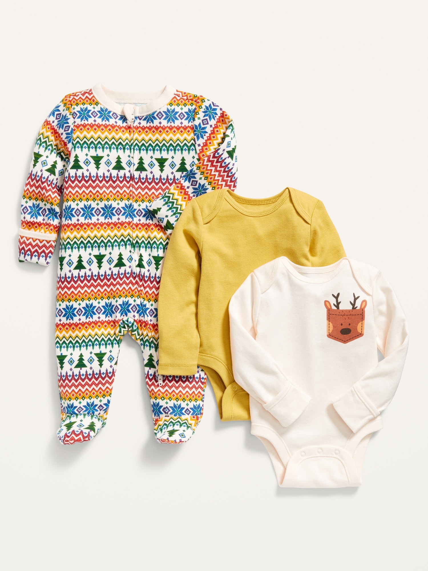 brydning Nødvendig spray Unisex 3-Pack Long-Sleeve Bodysuit and Footed One-Piece Set for Baby | Old  Navy
