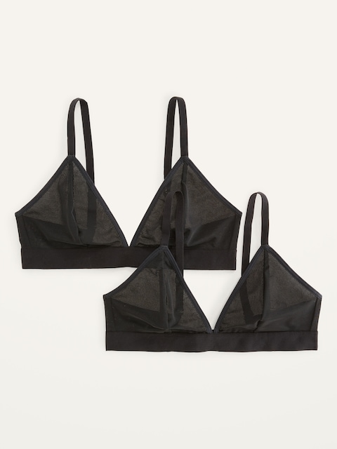 V-Neck Mesh Bralette Top 2-Pack