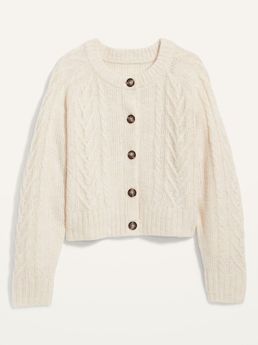 Image number 4 showing, Cropped Cable-Knit Cardigan Sweater for Women