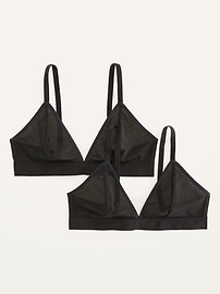 View large product image 3 of 3. V-Neck Mesh Bralette Top 2-Pack
