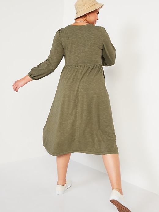 Image number 2 showing, Long-Sleeve Fit & Flare Slub-Knit Midi Dress for Women