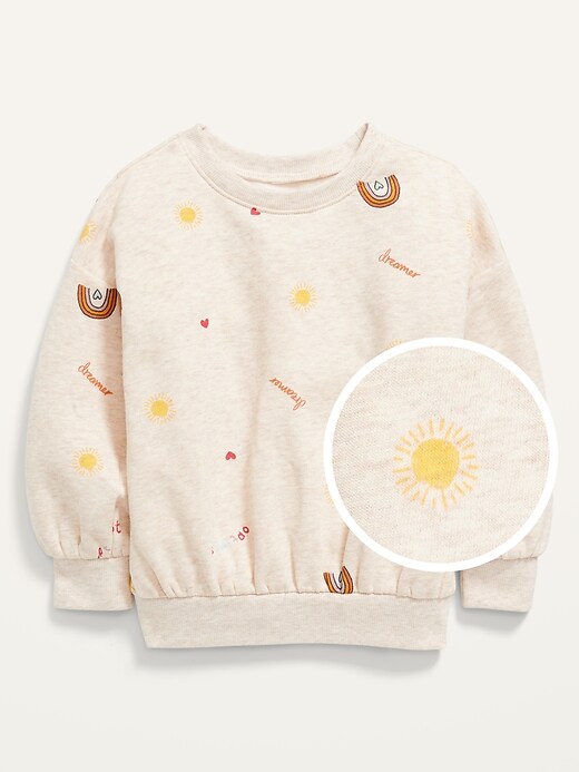 View large product image 1 of 2. Drop-Shoulder Fleece Sweatshirt for Toddler Girls