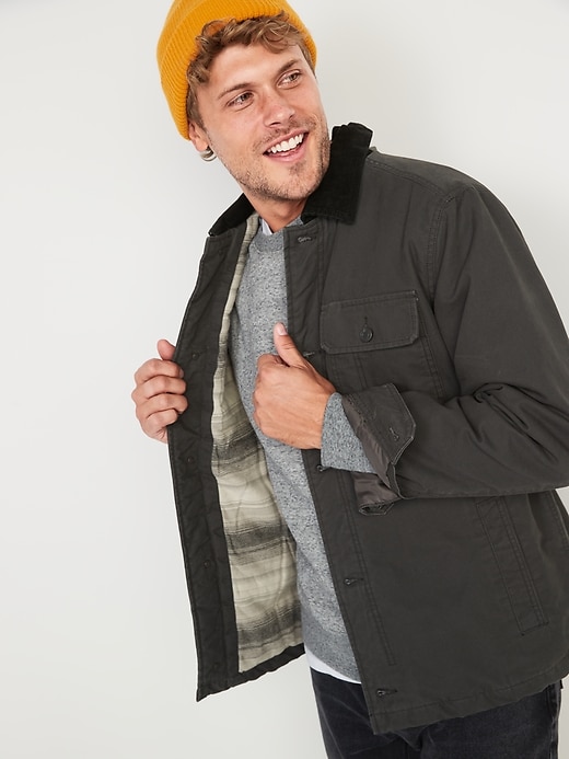 Image number 1 showing, Canvas Flannel-Lined Workwear Jacket