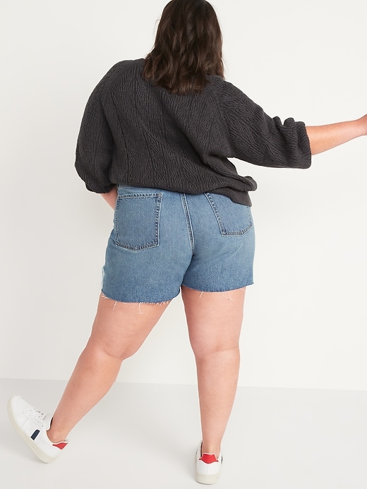Image number 8 showing, High-Waisted Slouchy Straight Ripped Cut-Off Jean Shorts for Women-- 5-inch inseam