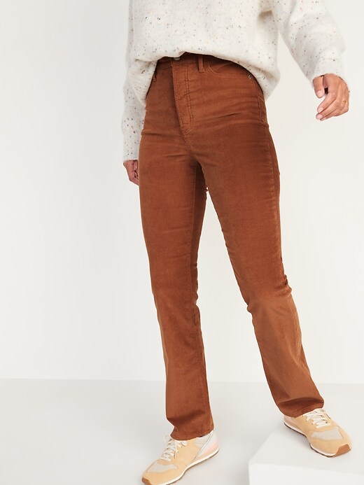 Image number 5 showing, Extra High-Waisted Button-Fly Kicker Boot-Cut Corduroy Pants for Women