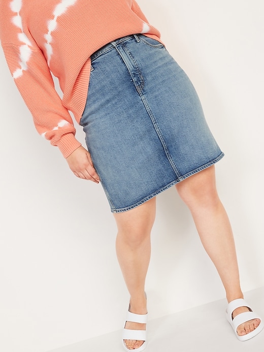 Image number 5 showing, Extra High-Waisted Jean Midi Skirt for Women