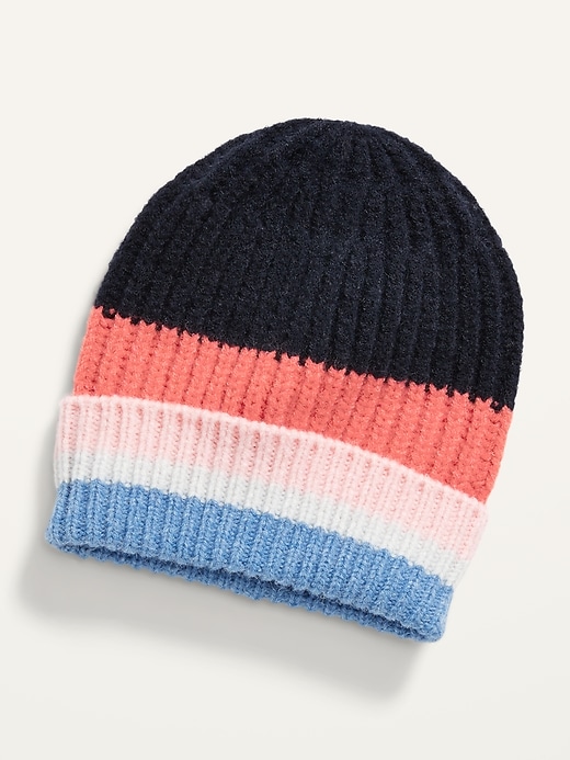 View large product image 2 of 2. Striped Sweater-Knit Beanie For Women