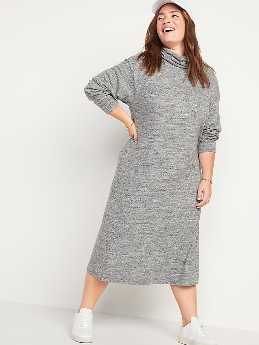 Image number 7 showing, Long-Sleeve Turtleneck Midi Sweater Shift Dress