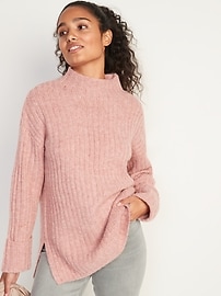 Mock-Neck Rib-Knit Tunic Sweater for 