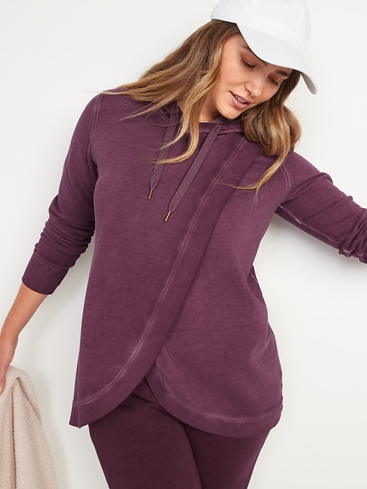 Image number 1 showing, Maternity Vintage Cross-Front Nursing Tunic Hoodie