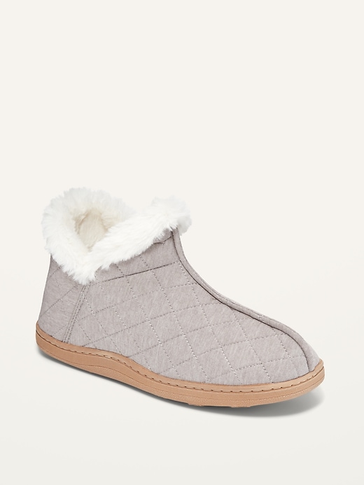 Image number 1 showing, Quilted Faux-Fur-Lined Bootie Slippers