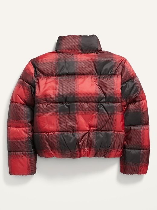 View large product image 2 of 2. Cropped Plaid Quilted Puffer Jacket for Girls