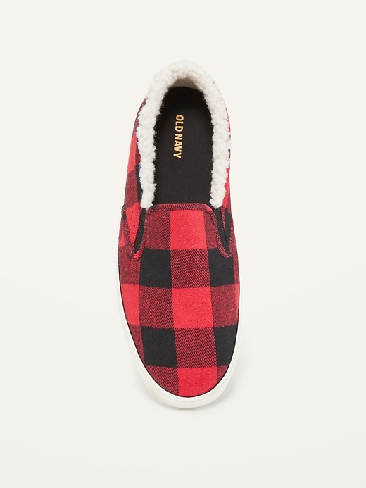Image number 3 showing, Sherpa-Lined Buffalo Plaid Slip-On Sneakers