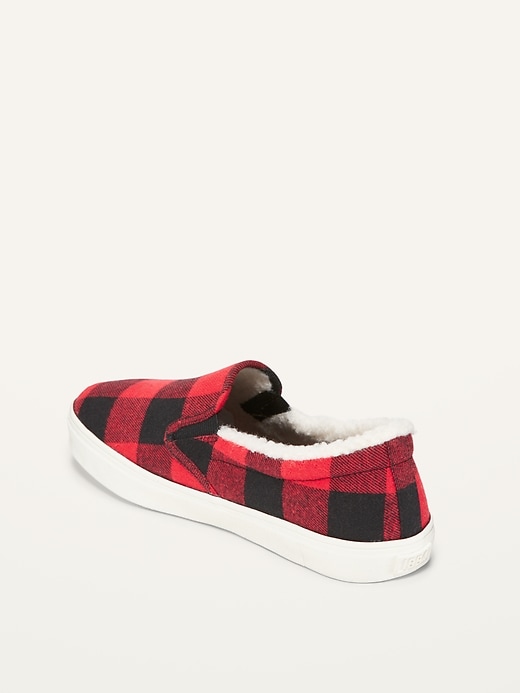 Image number 4 showing, Sherpa-Lined Buffalo Plaid Slip-On Sneakers