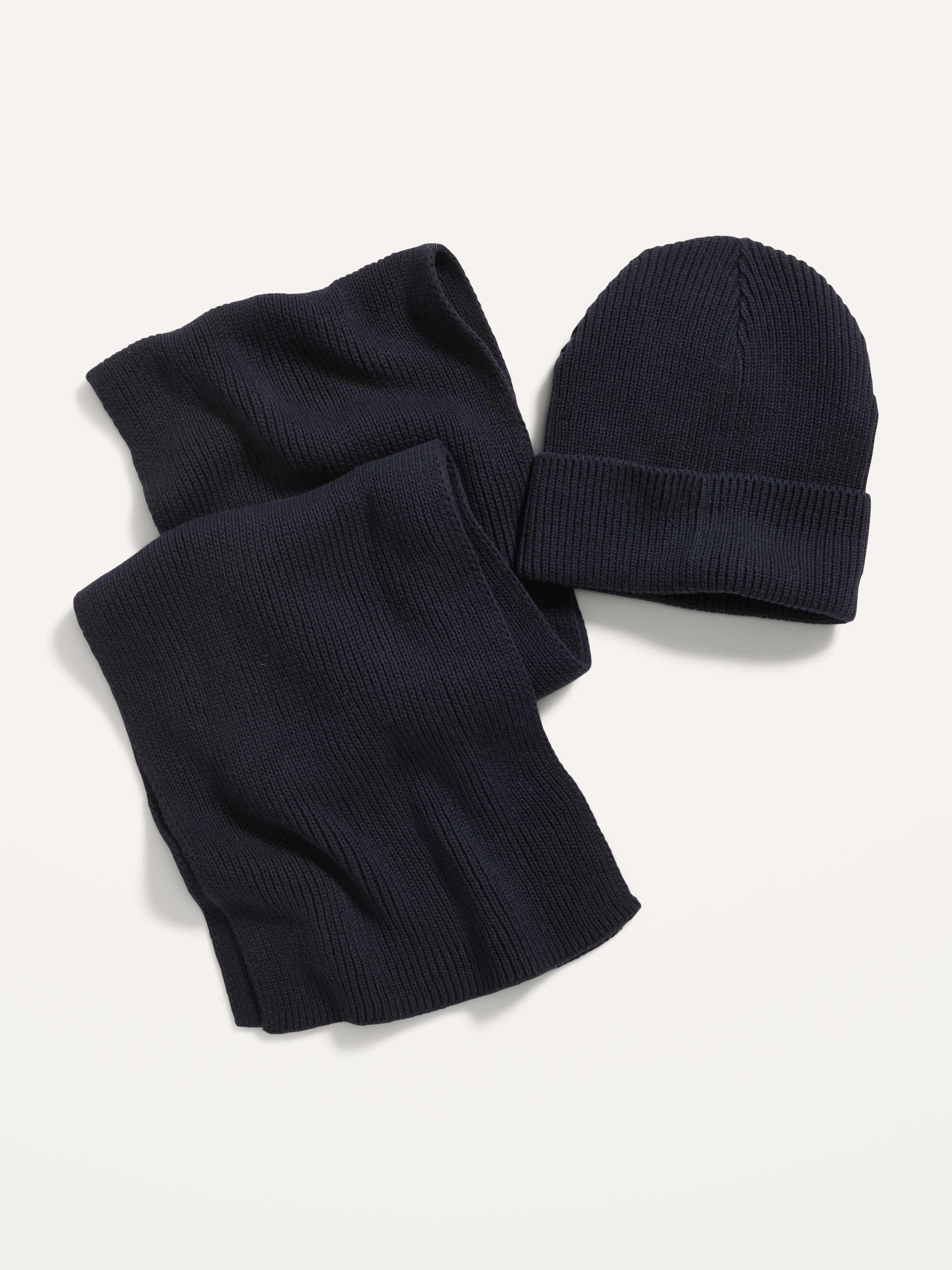 EURKEA Men's Merino Wool Scarf & Beanie Set - 100% Wool Gift Box, Midnight Navy