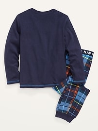 View large product image 3 of 3. Microfleece Pajama T-Shirt & Pajama Joggers For Boys