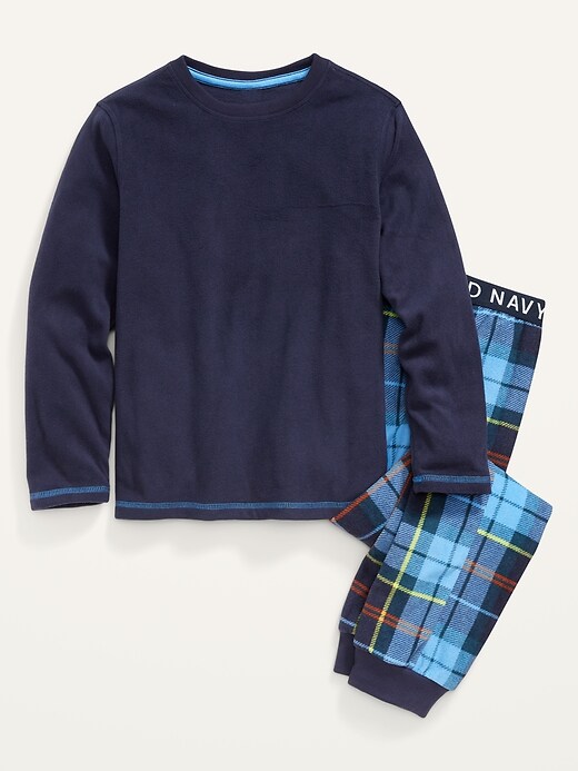 View large product image 2 of 3. Microfleece Pajama T-Shirt & Pajama Joggers For Boys
