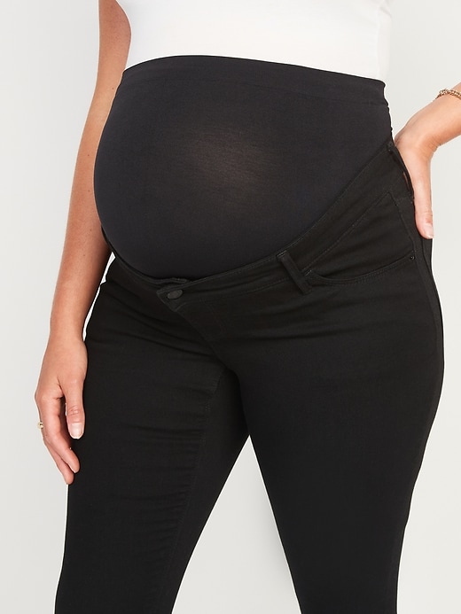 Image number 4 showing, Maternity Premium Full Panel Rockstar Super Skinny Black Jeans
