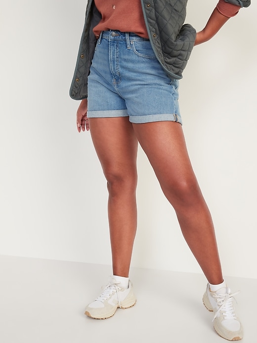 Image number 1 showing, Higher High-Waisted O.G. Straight Jean Shorts for Women -- 3-inch inseam
