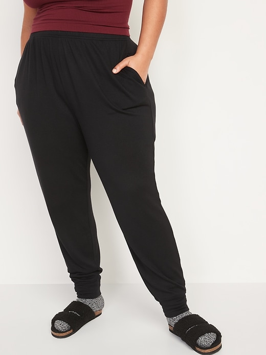 Image number 7 showing, High-Waisted Plush-Knit Jersey Jogger Pants