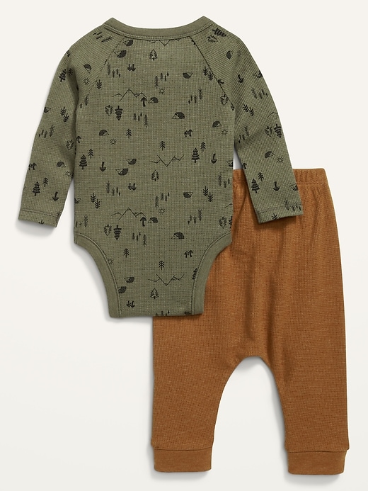 View large product image 2 of 3. Unisex Thermal-Knit Bodysuit & Leggings Set for Baby