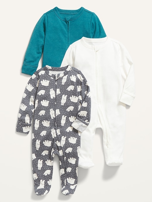 View large product image 1 of 1. Unisex 3-Pack Sleep & Play Long-Sleeve Footed One-Piece for Baby