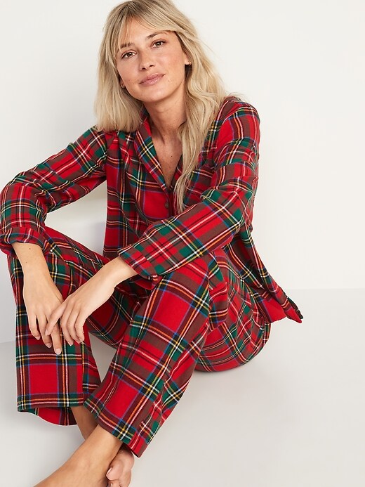 Image number 5 showing, Matching Printed Flannel Pajama Set for Women