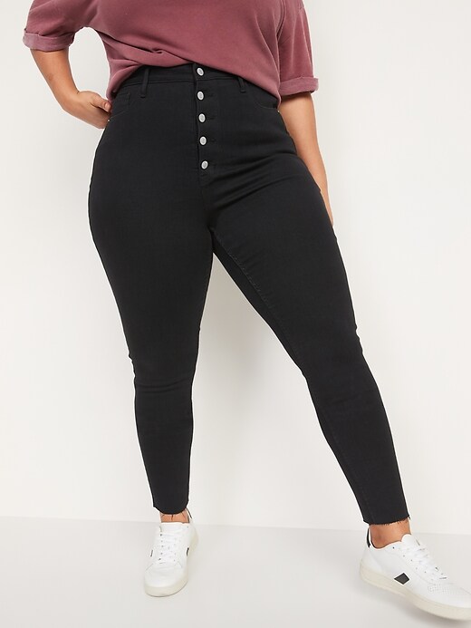 Image number 7 showing, Higher High-Waisted Button-Fly Rockstar 360° Stretch Super-Skinny Cut-Off Jeans