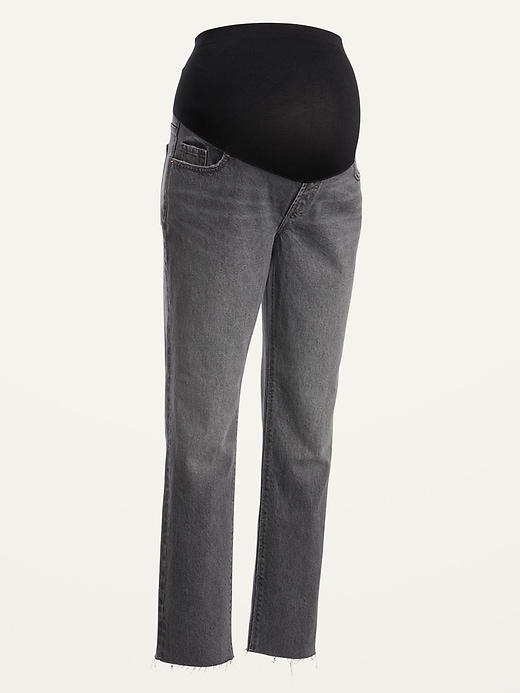 Image number 4 showing, Maternity Full Panel Slouchy Straight Cut-Off Jeans